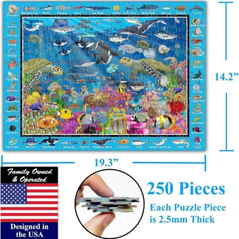 New Ocean Life 250 Pieces Jigsaw Puzzle Fun Educational Toy for Kids,